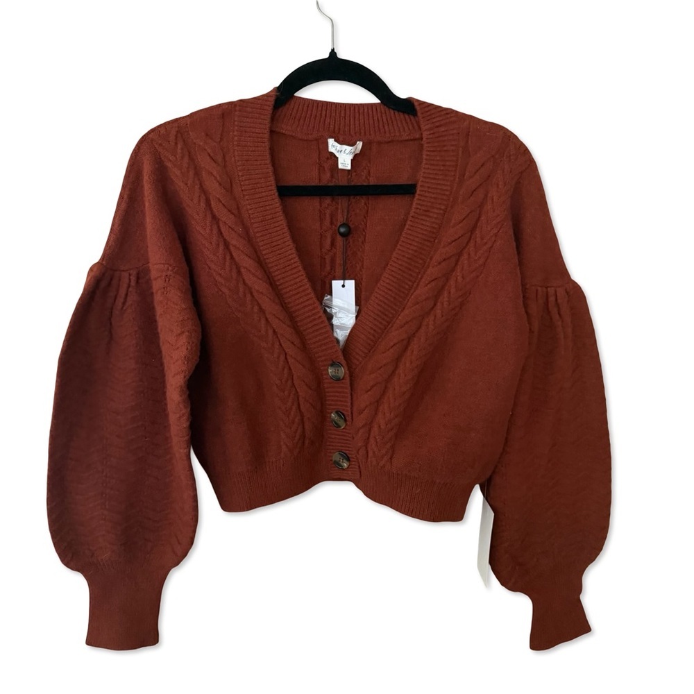 For Love And Lemons Lydia Cardigan Sienna Terracotta sweater top Revolve L - Picture 4 of 8